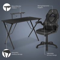 51.5 In. Black Gaming Desk and Chair Set — infographic