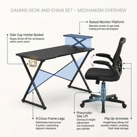51.5 In. Black Gaming Desk and Chair Set — How It Works