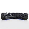 Home Theater Sectional Sofa Built for Entertainment, Power Reclining, LED Lighting, Wireless Charging, USB Ports