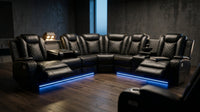 Black Leather Power Reclining Sectional Sofa,Sectional Couch with Recliner,L Shaped Recliner Sofa with LED Light/Read Lamp/Storage Console/Usb Port for Living Room/Home Theater/Apartment — Lifestyle