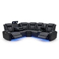 L-Shaped Sectional Sofa Built for Entertainment Spaces, Power Recliners, USB Charging, Cup Holders, 6 Seats