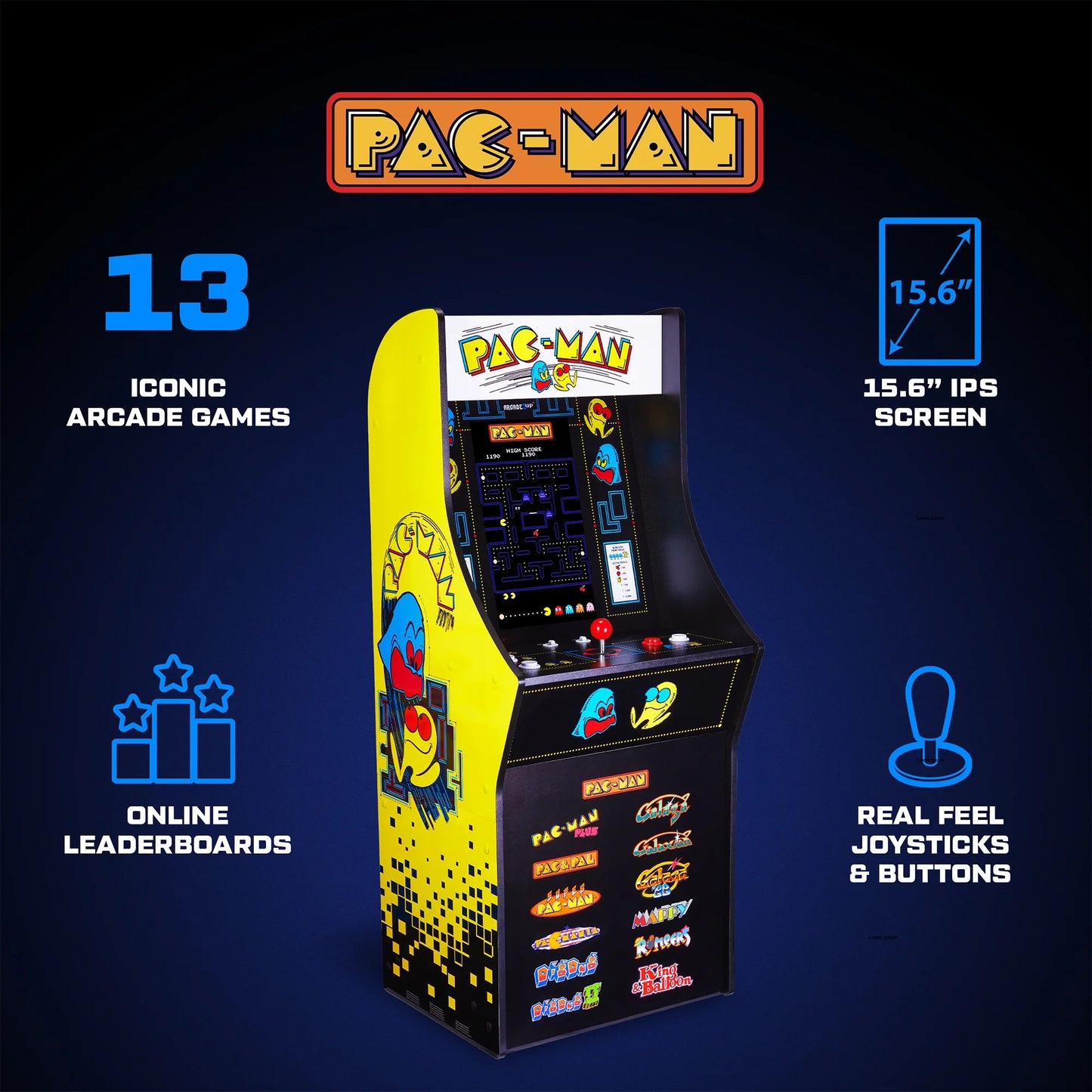 Arcade Machine PAC‑MAN, 13 Classic Video Games
