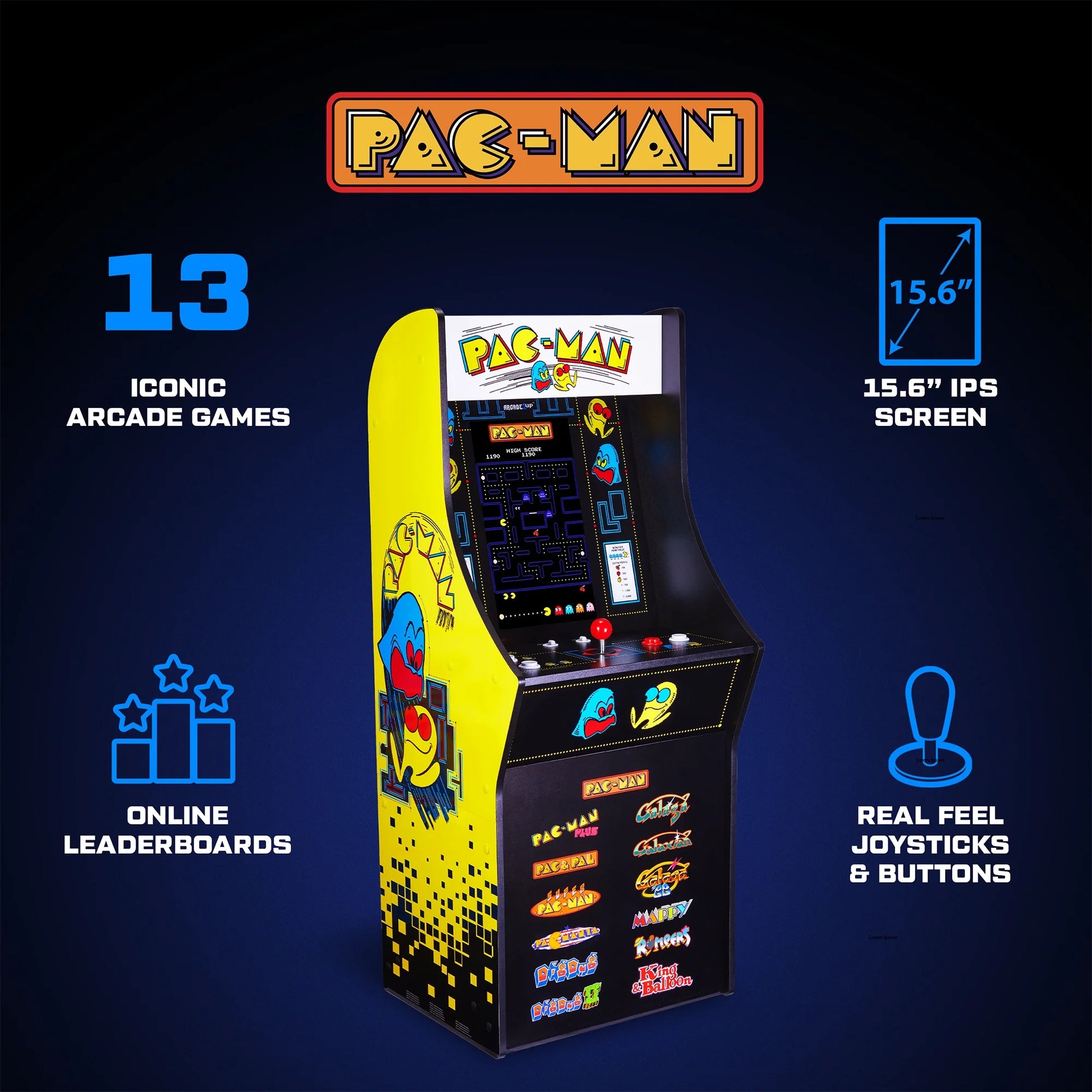 Arcade Machine PAC‑MAN, 13 Classic Video Games