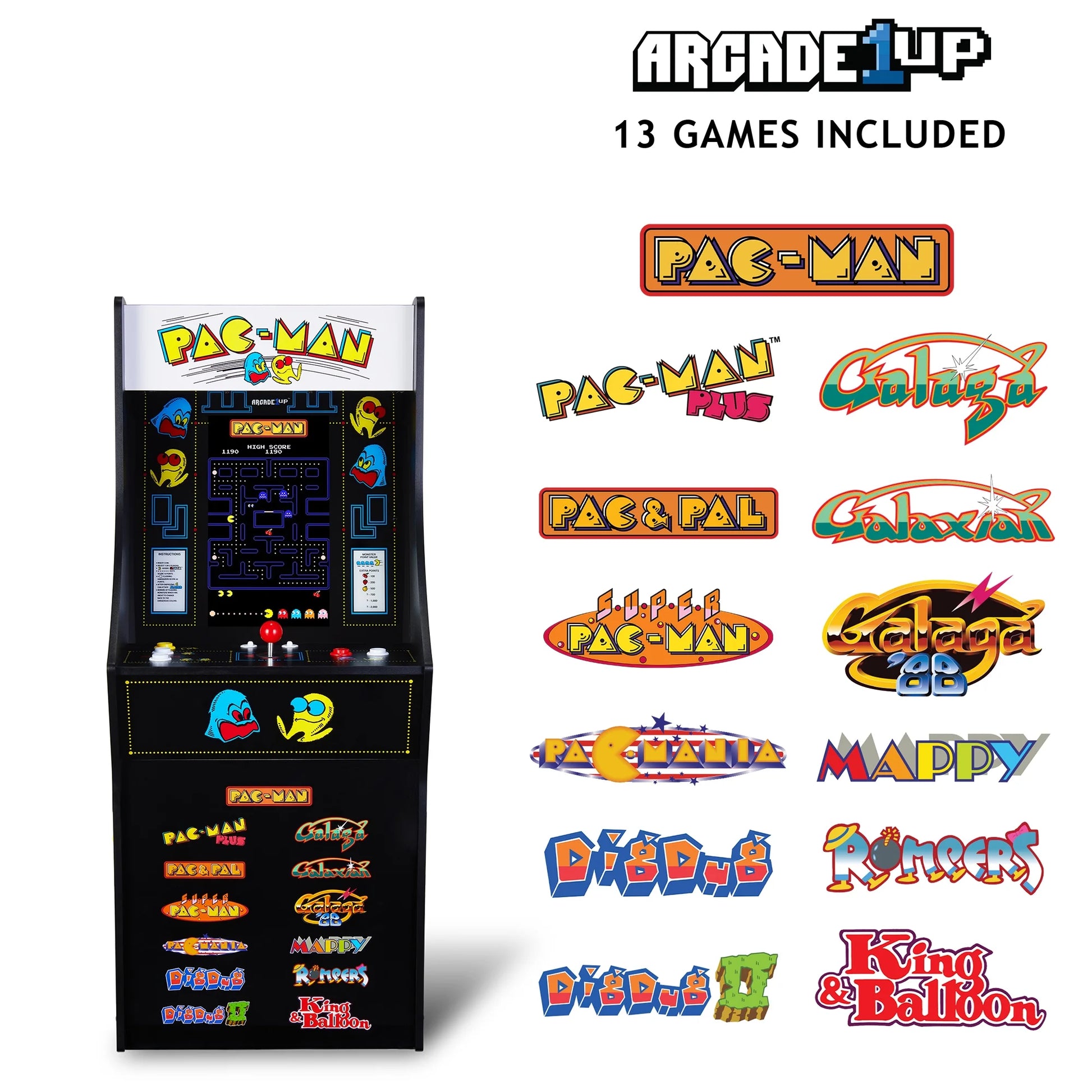 Arcade Machine PAC‑MAN, 13 Classic Video Games