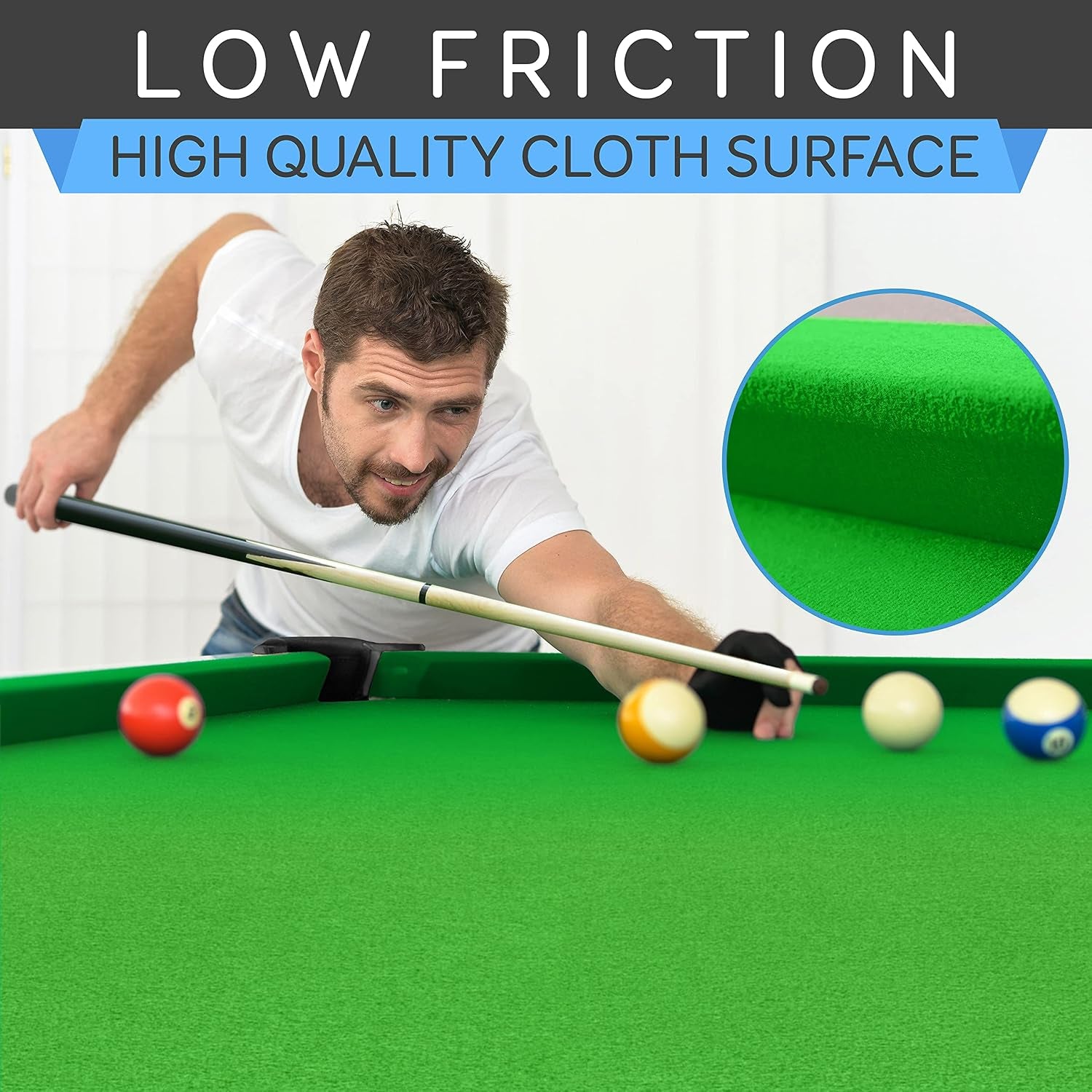 6-Ft Folding Pool Table - 76 Inch Foldable Billiard Game Table for Kids and Adults W/Accessories, Includes 2 Cues, Brush, Ball Triangle & 2 Chalk - SLPLTB76 (SLPLTB76.5)