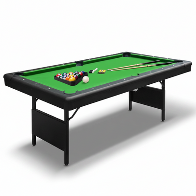 6-Ft Folding Pool Table - 76 Inch Foldable Billiard Game Table for Kids and Adults W/Accessories, Includes 2 Cues, Brush, Ball Triangle & 2 Chalk - SLPLTB76 (SLPLTB76.5)